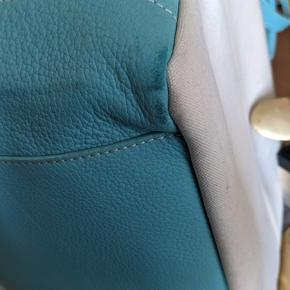 Tiffany blue and off white large leather and fabric tote with original dust bag - Picture 8 of 15